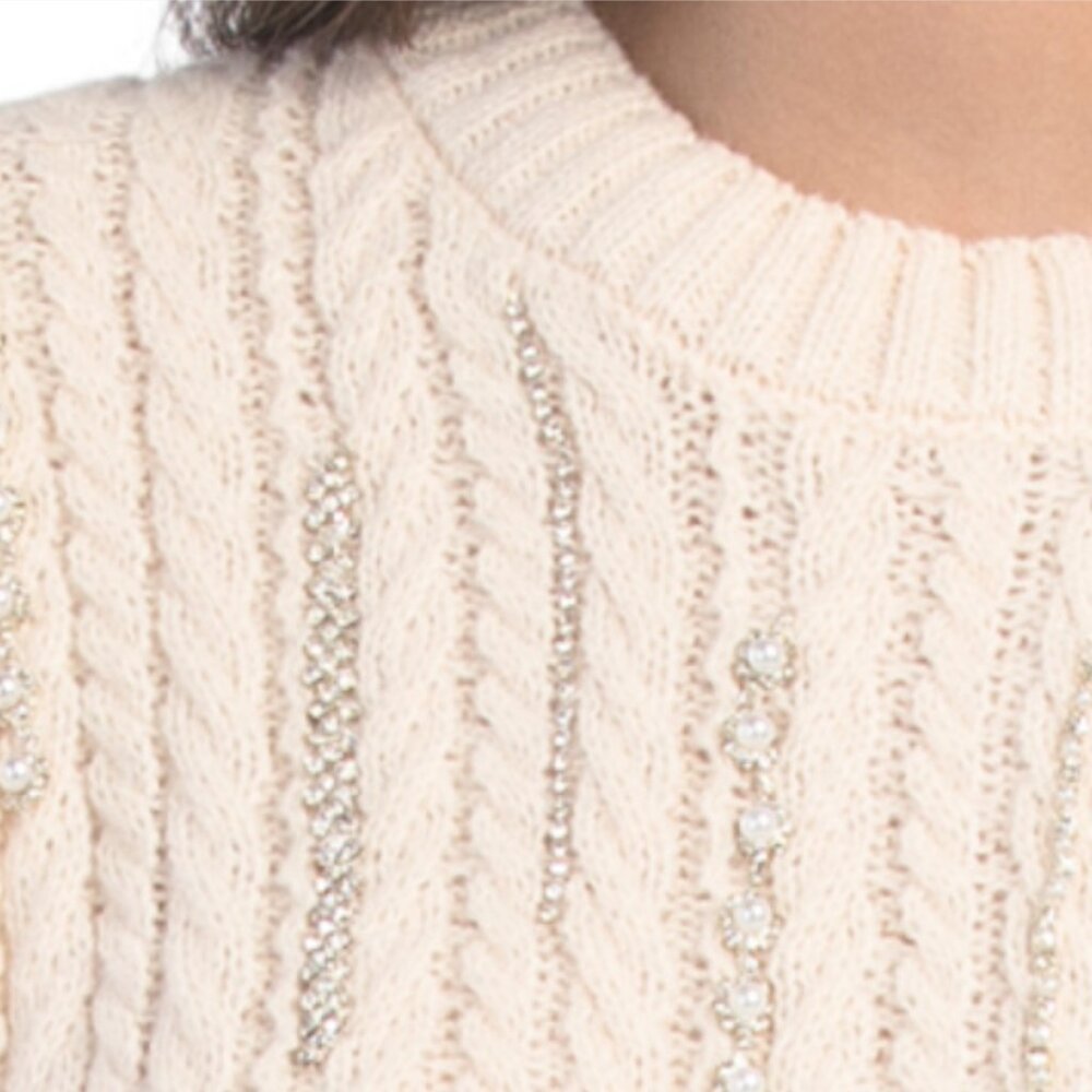 NWT CIEBON Women's Ursa Jeweled Ivory Knit Sweater Size XS - Picture 5 of 5